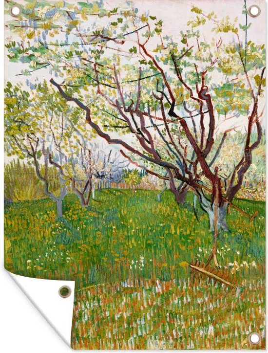 Tuinschilderij Bloeiende boomgaarden - Vincent van Gogh - 60x80 cm - Tuinposter - Tuindoek - Buitenposter