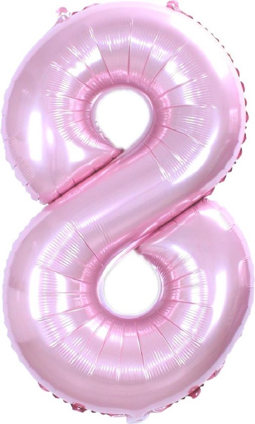 Ballon Cijfer 8 Jaar  Roze Verjaardag Versiering Cijfer Helium Ballonnen Roze Feest Versiering 70 Cm Met Rietje