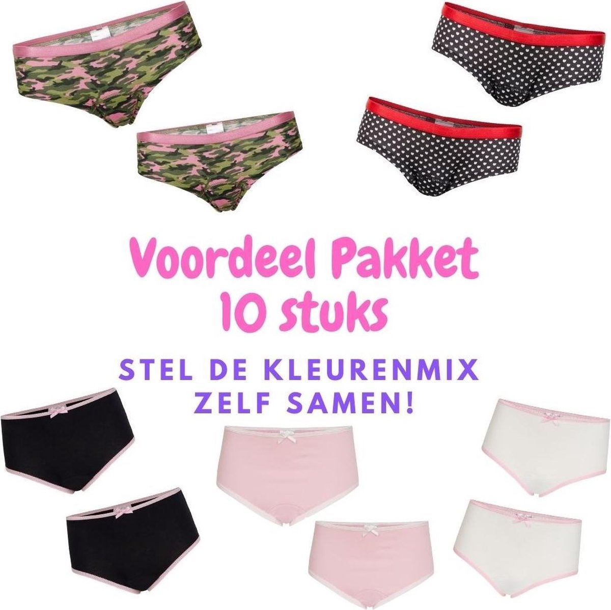 UnderWunder meisjes ondergoed – oefenbroekjes broekplassen – voordeelpakket (mix 10 st.) Maat 104