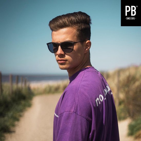 PB Sunglasses - Erika Matte Black. -Zonnebril heren en dames - Gepolariseerd - Mat zwart frame - Ronde zonnebril stijl van Merkloos — afbeelding 3