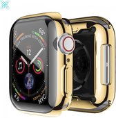 MY PROTECT - Hoesje Geschikt Voor Apple Watch 44mm Siliconen Bescherm Case - Screenprotector - Transparant/Goud