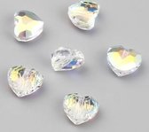 Glass Beads Heart Multicolor AB Rainbow Color Faceted ABout 8mm x 7mm, Hole: Approx 0.8mm, 10 PCs