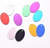 Pet Aluminium Pendants, Stamping Blank Tag, Oval, Mixed Color, 38x25x1mm, Hole: 3.5mm