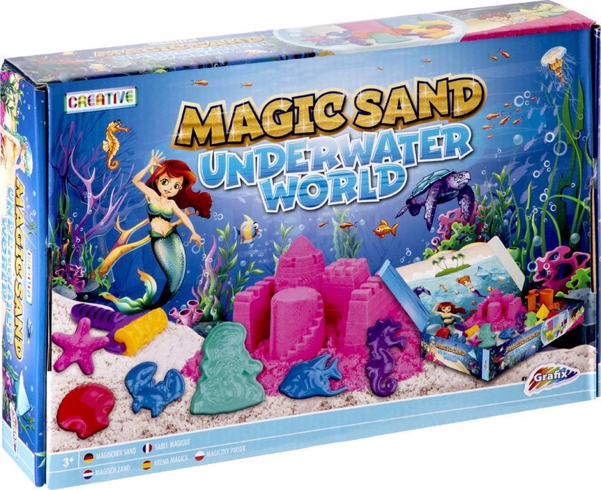 Grafix Magisch zand - Thema onderwater wereld | Speelset kinetisch zand - Zandspeelsets voor kinderen vanaf 3 jaar - Grafix