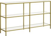 Segenn's Gaint consoletafel - Bijzettafel - Rechthoekige Glazen Tafel - Gouden IJzeren Frame - Verstelbare Poten -  Planken van gehard glas -  130 x 30 x 73 cm  - Goud