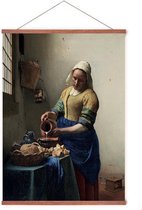 Poster In Posterhanger - Het Melkmeisje - Kader Hout - Johannes Vermeer - Kunst - 70x50 cm - Ophangsysteem