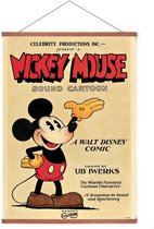 Poster In Posterhanger - Vintage Mickey Mouse - Kader Hout - Disney - 70x50 cm - Ophangsysteem - Retro