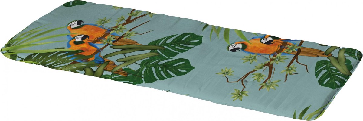 Madison loungekussen in blauw voor buiten, afmetingen 180x68 cm, met geruit patroon en merklogo.