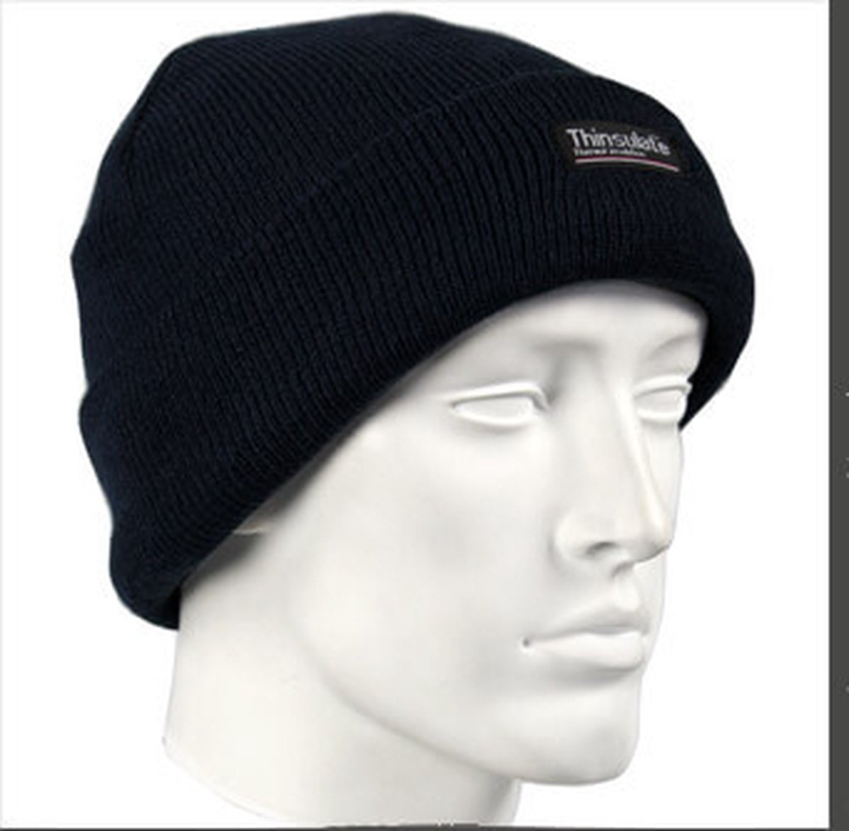 Donkerblauwe thinsulate muts, cuff, gevoerd unisex 1 maat