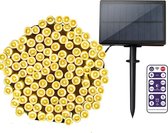 Tuinverlichting op zonne-energie - Solar lichtslinger – Feest verlichting– Lichtsnoer – 60 Leds – 11 meter – Met afstandsbediening – Dimbaar – Sneeuwbolletjes –  Warm licht