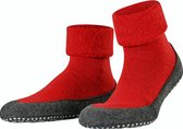 FALKE Cosyshoe Slofsokken comfortabel warm winter antislip ondoorzichtig zacht mid-rise met vilten zool zonder motief met noppen Merinowol Rood Heren sokken - Maat 45-46