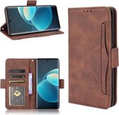 Voor vivo X60 Pro/X60 5G gebogen oppervlak huid gevoel kalf patroon horizontale flip lederen tas met houder & kaartsleuven & fotolijst (bruin)