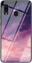 Voor Samsung Galaxy A20e Sterrenhemel Geschilderd Gehard Glas TPU Schokbestendig Beschermhoes (Dream Sky)