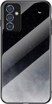 Voor Samsung Galaxy A82 Sterrenhemel Geschilderd Gehard Glas TPU Schokbestendig Beschermhoes (Star Crescent Moon)