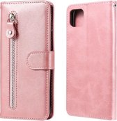 Voor Samsung Galaxy A22 5G Mode Kalf Textuur Rits Horizontale Flip Lederen Case met Houder & Kaartsleuven & Portemonnee (Rose Goud)