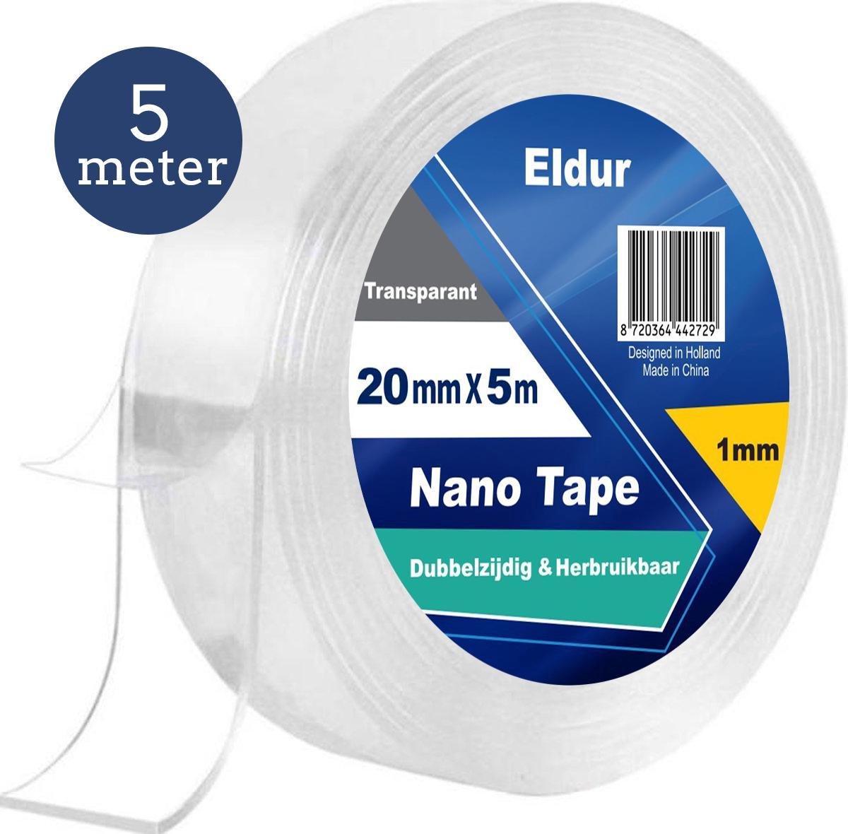 Dubbelzijdige Nano Tape 5 Meter  - Griptape – Gekko tape - Magic tape - Herbruikbaar en Waterproof – Gratis verzending - Eldur