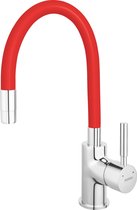 Zumba Keukenkraan - Flexibele en Afneembare Uitloop - 44 cm - Rood met Chroom
