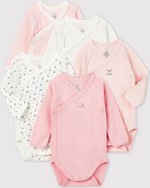 Petit Bateau 5 Pack Baby Overslag Meisjes Rompertje - Maat 74