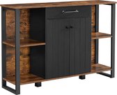 Segenn's Chester Keukenkast - Met lade - Dressoir - Opbergkast - Bruin-Zwart - Vintage - 120 x 30 x 80 cm