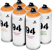 MTN 94 Fluorescent Orange - oranje spuitverf - 6 stuks - 400ml lage druk en matte afwerking