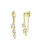 Lulu Jewels - Stalen goldplated oorbellen met witte porcelein