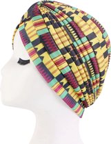Cabantis Afrikaanse- Hijab|Afrikaans|Tulband|Muts|Haarband|Stretch|Artistiek Geel-Rood-Oranje-Groen