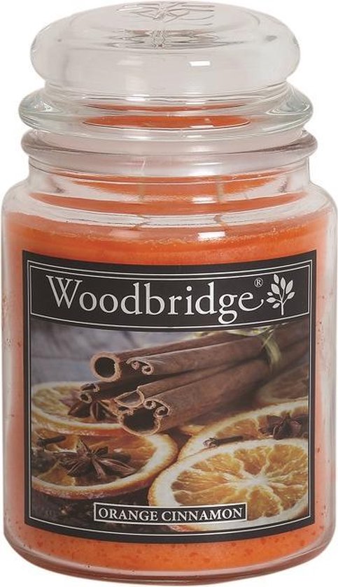 Woodbridge Orange Cinnamon 565g Grande Bougie avec 2 mèches