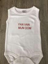 WDLS- Baby-Romper-Fan van mijn oom-bedrukt rompertje-74/80-Opdrukkleur rood