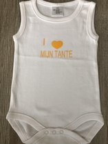 WDLS- Baby-Romper-I love mijn tante -bedrukt rompertje-74/80-Opdrukkleur Geel
