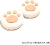 Nintendo Switch & Lite | 1 Set = 2 Thumbgrips | Hondenpootjes | Wit met Roze