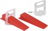 Tegel Leveling Systeem - Nivelleersysteem - Vloertegel/Muurtegel Tegelhulp - Vlakke Vloeren Leggen Hulpmiddel - Levelling Tegelhulp - Levelsysteem Set Van 500 Clips Met 100 Wiggen/Keggen - 1,