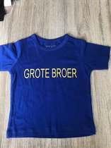 WDLS- Bedrukt kinder shirt grote broer- maat 86/92-kleur blauw