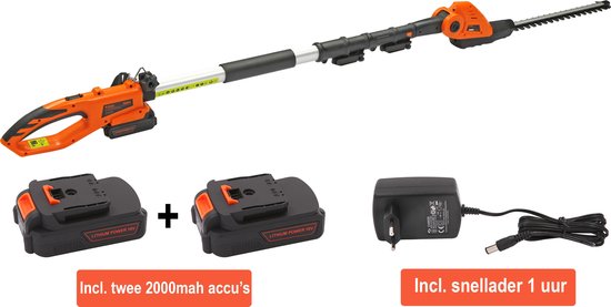 Kibani Accu Heggenschaar XXL – Inclusief twee li-ion accu's 2000 mAh – 45 cm Zwaardlengte - 18V - Telescopisch