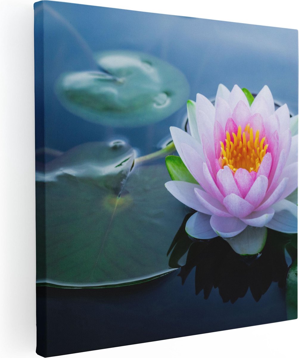 Artaza Canvas Schilderij Waterlelie - 50x50 cm - Wanddecoratie Bloemen - Muurdecoratie Lot