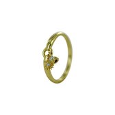 Silventi 9SIL-21522 Zilveren Ring - Dames - Zirkonia - Losse Hangertjes - Zon en Maan - Maat 52 - Zilver - Gold Plated (Verguld/Goud op Zilver)