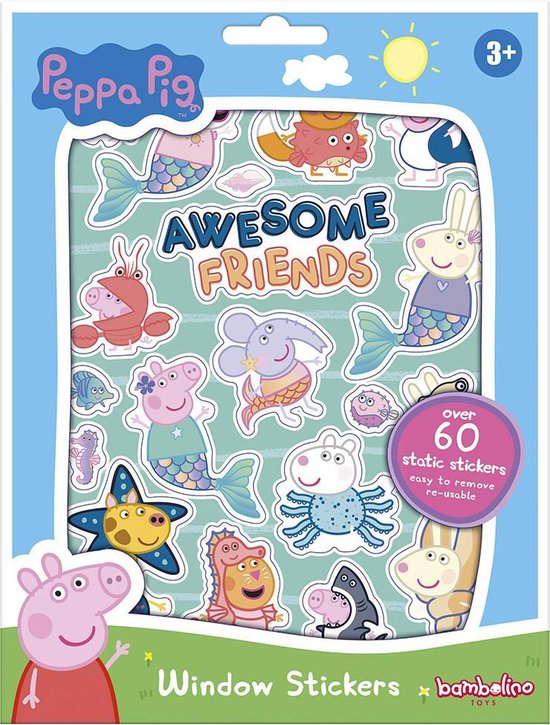 Peppa Pig raamstickers, niet permanente verplaatsbare stickers - incl. speelachtergrond - Bambolino Toys