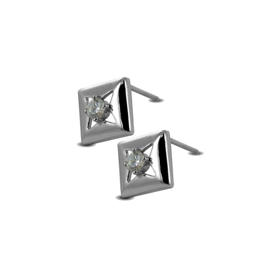 Silventi 9SIL-21531 Clips d'oreilles en argent - Femme - Diamant - 8,5 x 8,5 mm - Zircone - Étoile - Rhodium - Argent