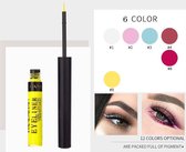 Handaiyan Liquid Gekleurde Eyeliner 6 stuks Set 2 - in de kleuren: Wit, Licht roze, Licht blauw, Merlot rood, Donker violet, Geel | Voor het perfecte kattenoog | Color Eyeliner Waterproof 6 p