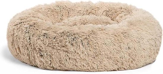 Snoozle Donut Hondenmand en Kattenmand - Superzacht en Luxe - Wasbaar - Fluffy - Hondenkussen - 70cm - Creme Bruin