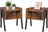 Nachtkastjes set van 2 industrieel – nachtkast hout vintage – nachtkastjes modern – bijzettafel set van 2