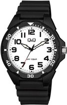 Q&Q VS44J001Y - Horloge - Sport - Analoog - Mannen - Heren - Plastic band - Rond - Cijfers - Metaal - Zwart - Wit - 10 ATM