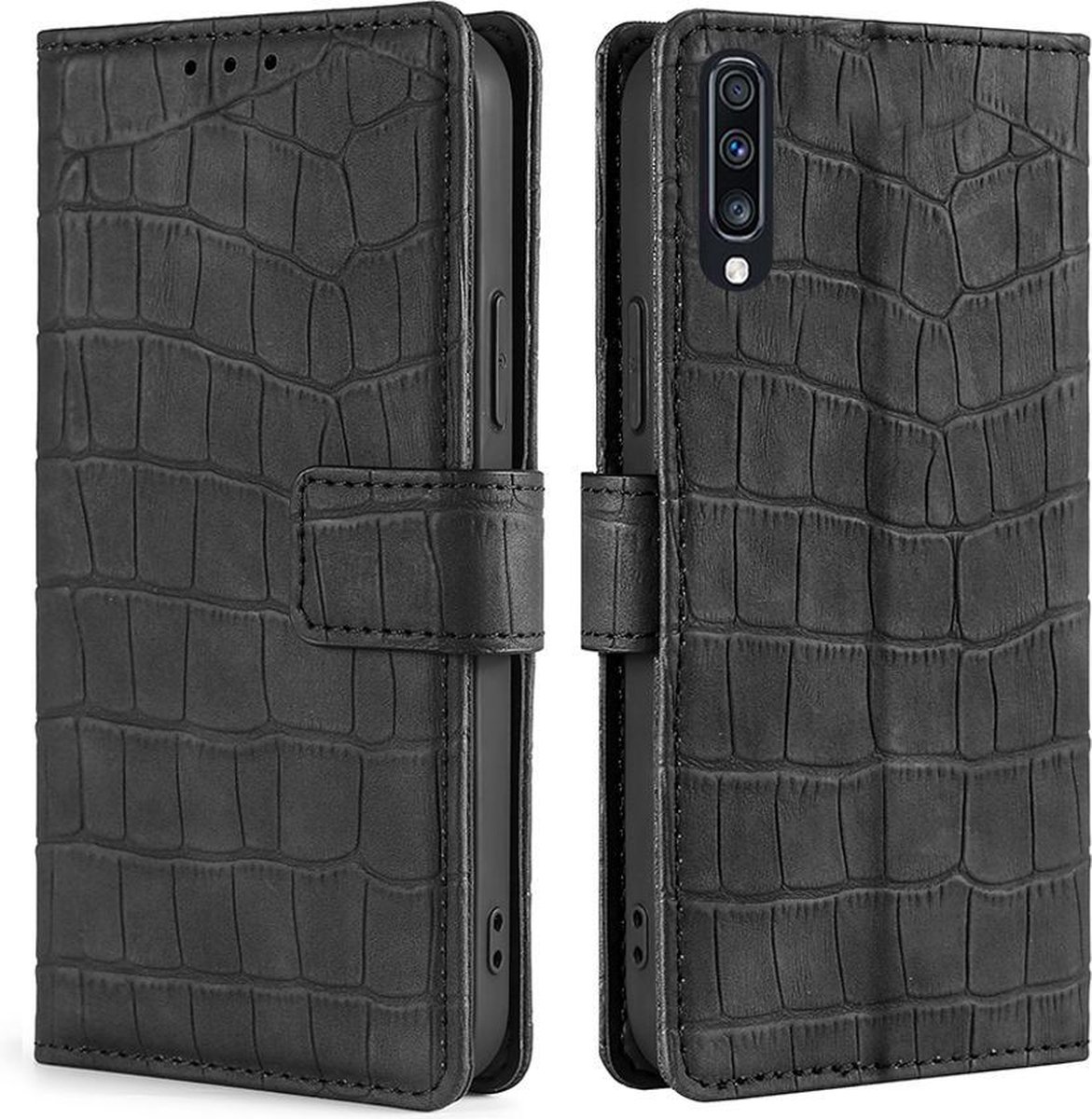 Telefoonhoesje Samsung Galaxy A70 | Hoogwaardig Pu Leren Bookcase | Pasjeshouder | Luxe Uitstraling | Zwart