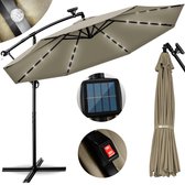 Tillvex - Parasol LED Solar Ø 3m, Bruin vrijdragende parasol balkon tuinparasol slinger aluminium