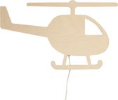 Houten wandlamp kinderkamer | Helikopter - blank | toddie.nl