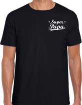 Super papa cadeau t-shirt zwart op borst voor heren -  kado shirt  / verjaardag cadeau / vaderdag L