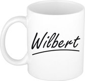 Wilbert naam cadeau mok / beker met sierlijke letters - Cadeau collega/ vaderdag/ verjaardag of persoonlijke voornaam mok werknemers