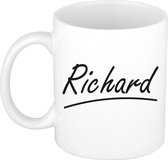 Richard naam cadeau mok / beker met sierlijke letters - Cadeau collega/ vaderdag/ verjaardag of persoonlijke voornaam mok werknemers