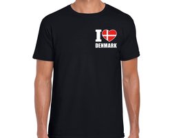 I love Denmark t-shirt zwart op borst voor heren - Denemarken landen shirt - supporter kleding M