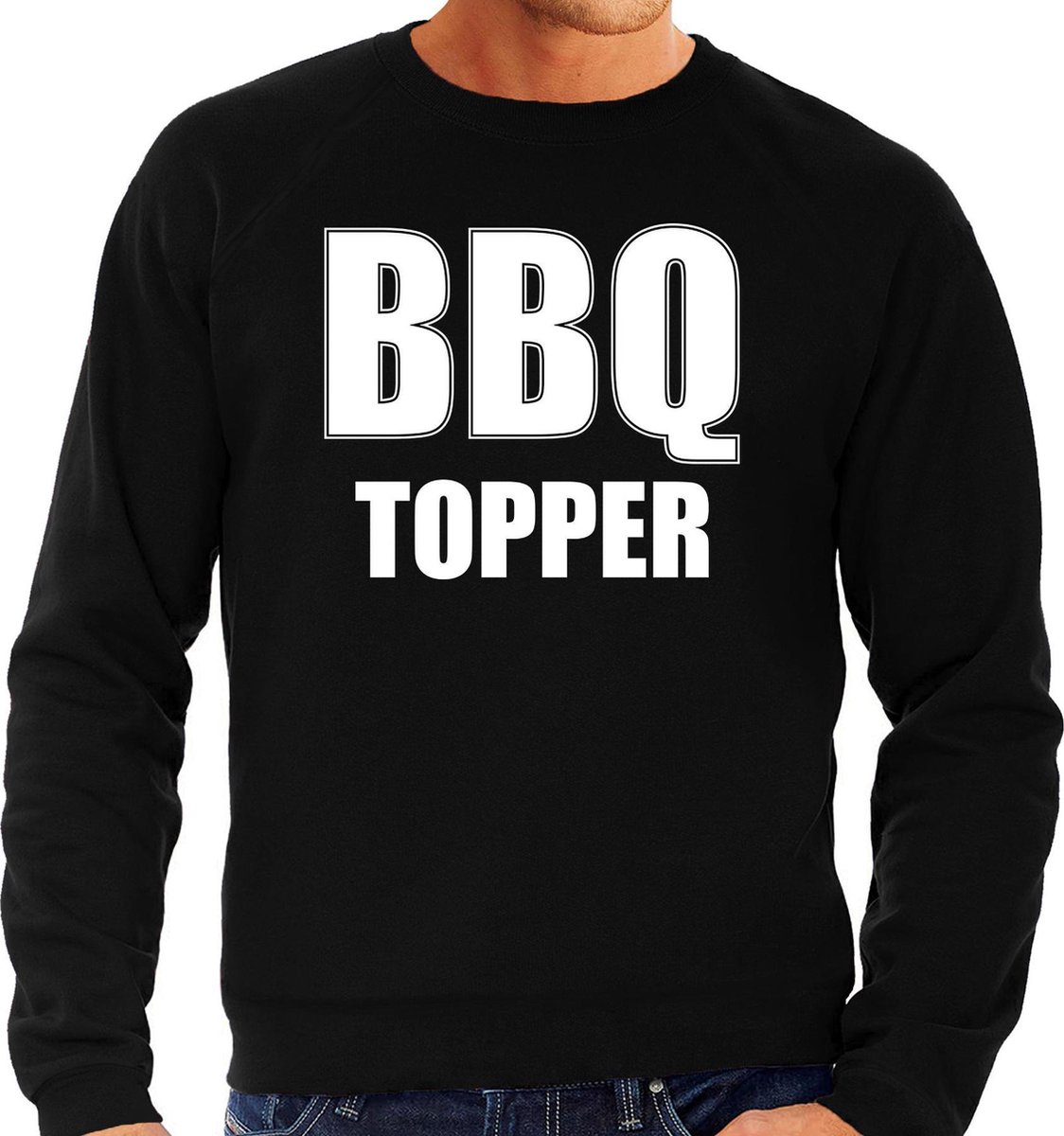 BBQ topper bbq / barbecue sweater zwart - cadeau trui voor heren - verjaardag / vaderdag kado L