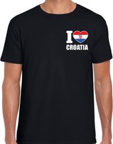 I love Croatia t-shirt zwart op borst voor heren - Kroatie landen shirt - supporter kleding S